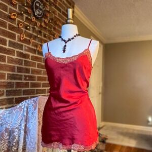 Vintage Victoria's Secret red and orange silk slip dress